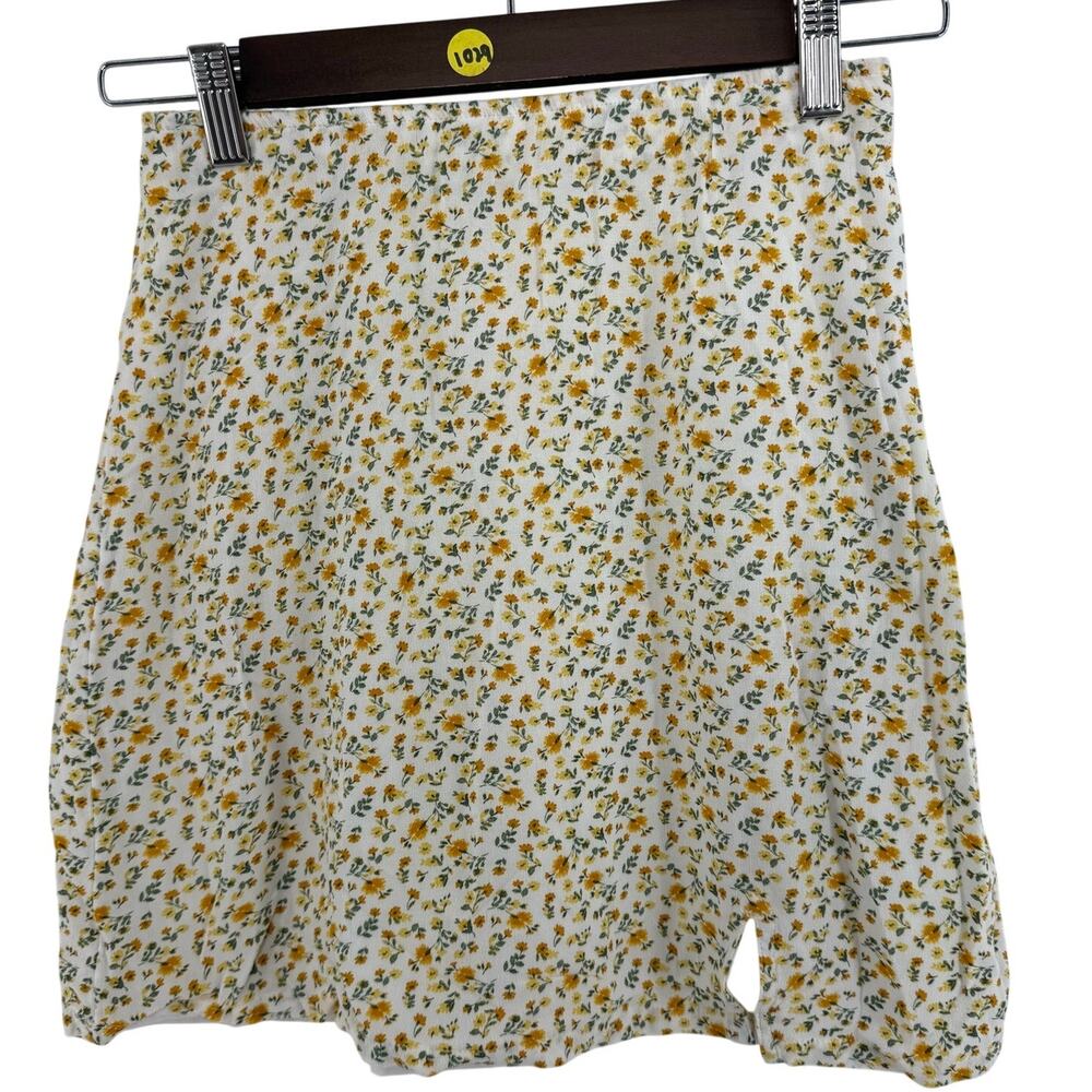 Hollister Floral Mini Skirt Womens XS Ultra High Rise Yellow White Flowy